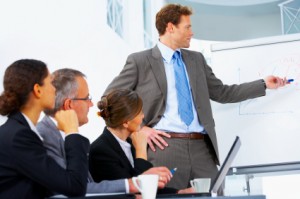 Young speaker at a meeting